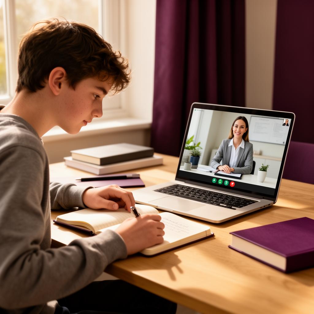 Student on a video call with his Ascend Tuition tutor